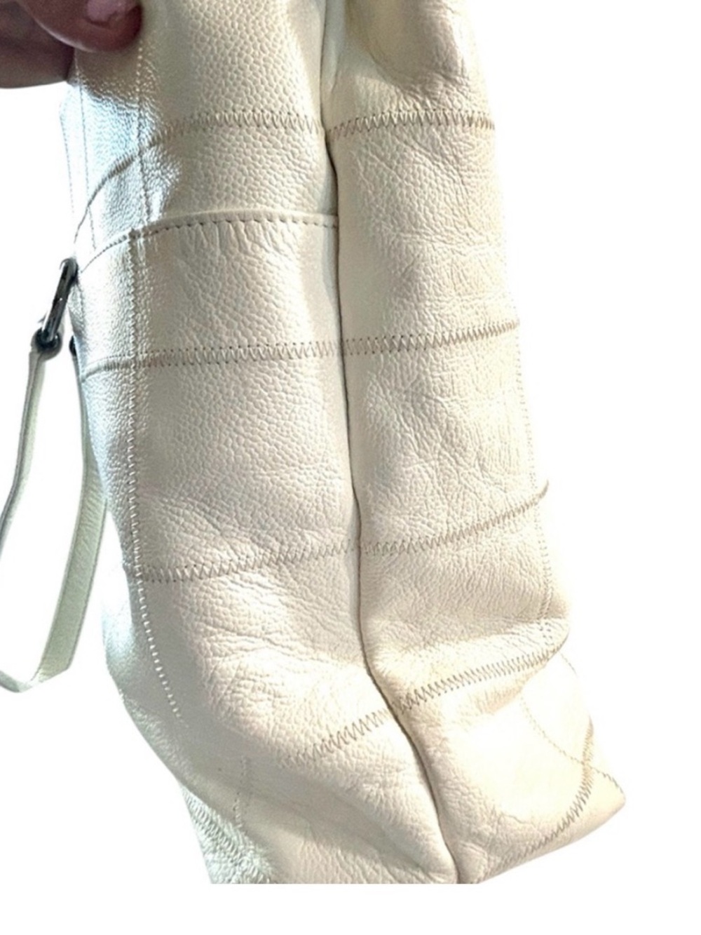 Authentic Chanel White Quilted Large Tote Bag with Top Handles Silver hardware - Picture 9 of 14
